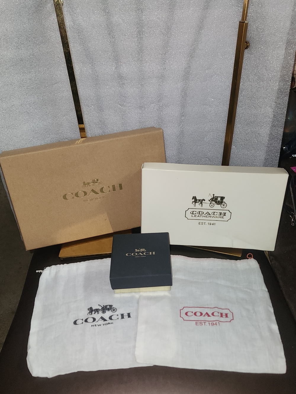 Coach 3 Box's & 2 Dust Bags Set - White, Brown, Black
